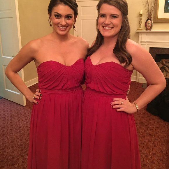 Alfred Angelo Strapless Bridesmaid Dress (Claret Red) - Picture 3 of 3